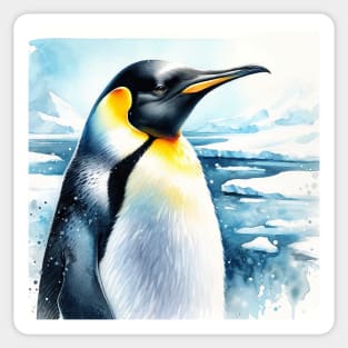 Antarctic Elegance: Emperor Penguin Watercolor Sticker